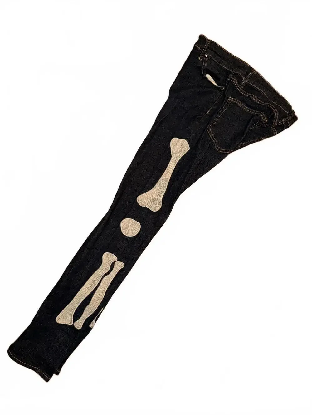 mnml Skeleton Bone Skinny Jeans Dark Wash Stretch Denim Size 33